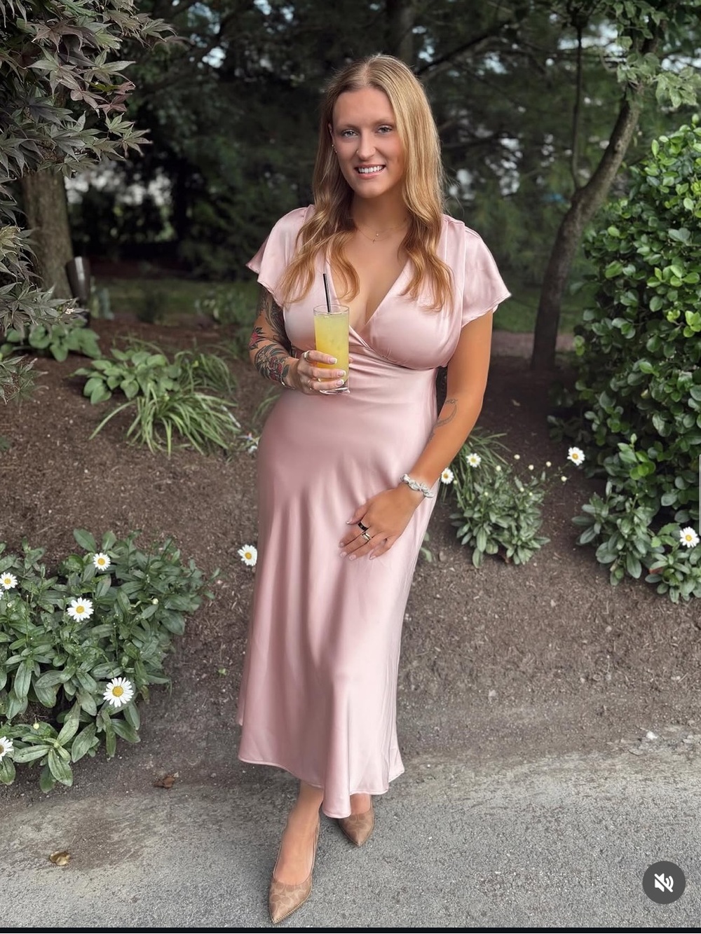 Target Blush Pink Satin Maxi Dress with V-Neck